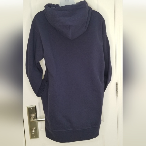 NWT KENZO Navy Embroidered Logo Hoodie Sweatshirt Dress Size S Organic Cotton - Picture 5 of 8